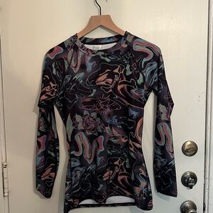 Psychedelic cyberpunk print long sleeve top